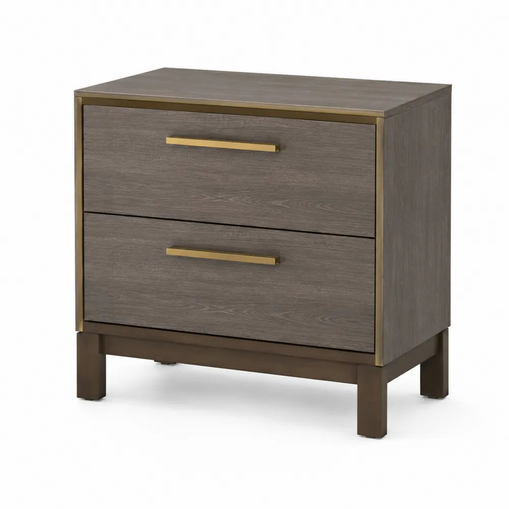 Mesita de madera con detalles met¨¢licos dorados