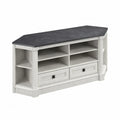 Mesa de TV esquinera de madera y MDF con superficie de piedra gris 152 cm