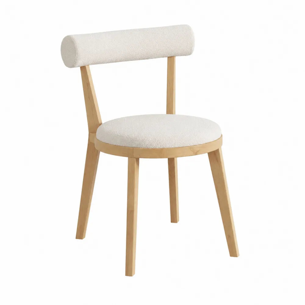 Silla de madera de haya con tapizado de poli¨¦ster beige