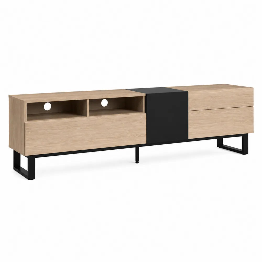 Mueble para TV de Madera y Metal con Cajones y Compartimentos