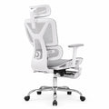 Silla ergon¨®mica de oficina con respaldo de malla y estructura met¨¢lica blanca