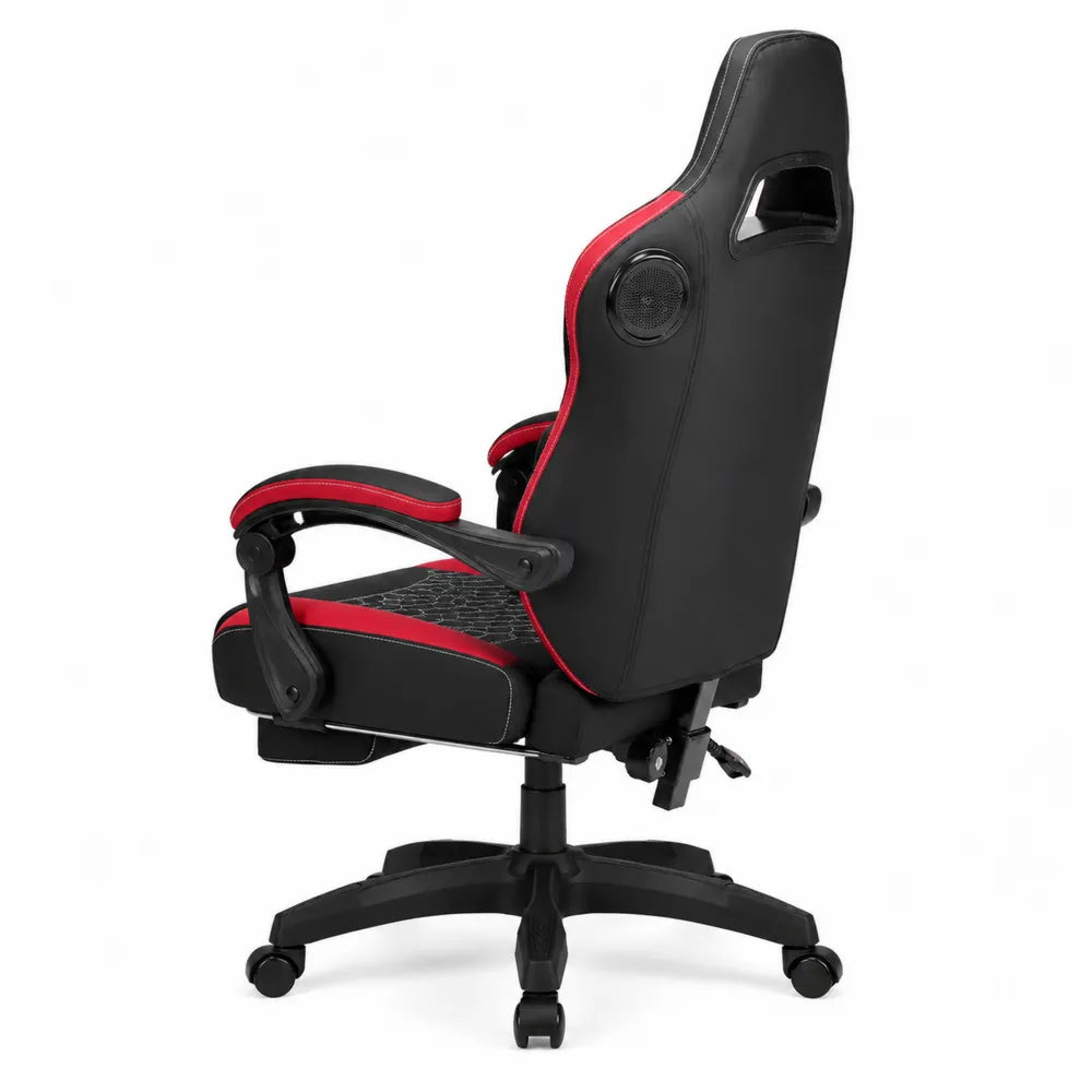 Silla gaming de piel sint¨¦tica con altavoces y base giratoria