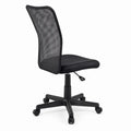 Silla de oficina giratoria negra con respaldo de malla y base de nailon
