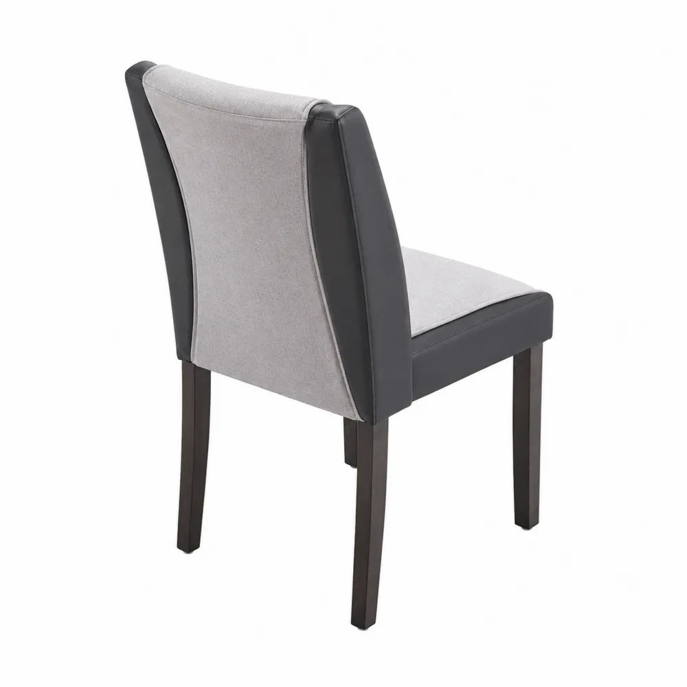 Silla de comedor de madera, poli¨¦ster y cuero PU Gris/Negro