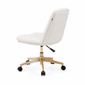 Silla de Oficina de Cuero Sint¨¦tico Blanca con Base de Metal Dorado