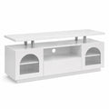 Mueble de TV Blanco MDF y Metal con Vidrio Acanalado 120x40x45 cm