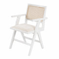 Silla plegable de madera con respaldo de rejilla y asiento de tela