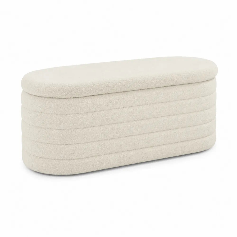 Banco tapizado en poli¨¦ster beige con almacenamiento
