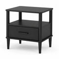 Mesa auxiliar de madera negra con caj¨®n y estante