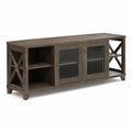 Mueble de TV de madera con puertas de vidrio