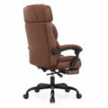 Silla de oficina de cuero sint¨¦tico marr¨®n con base de metal